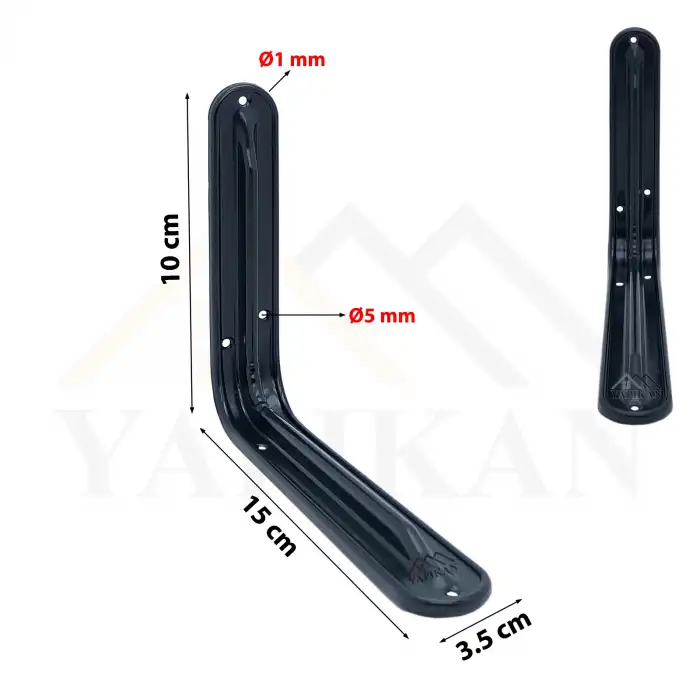 110 x 150 mm - Metal Siyah Raf Altı Ayak Lüks Tip - Raf Tutucu Duvar Montaj Askı Aparatı - Raf Altı L Demiri Konsol Ayağı