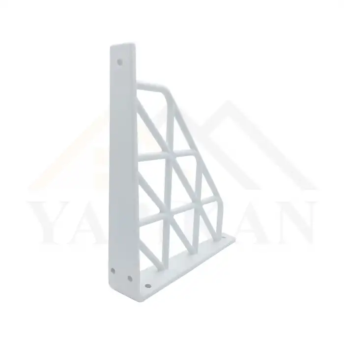 Üçgen Desenli Plastik Beyaz Dekoratif Raf Altı L Ayak 17x18cm - Duvara Raf Tutucu Montaj Askı Aparatı - Mutfak, Banyo, Koridor, Balkon, Çiçeklik Raf Ayağı