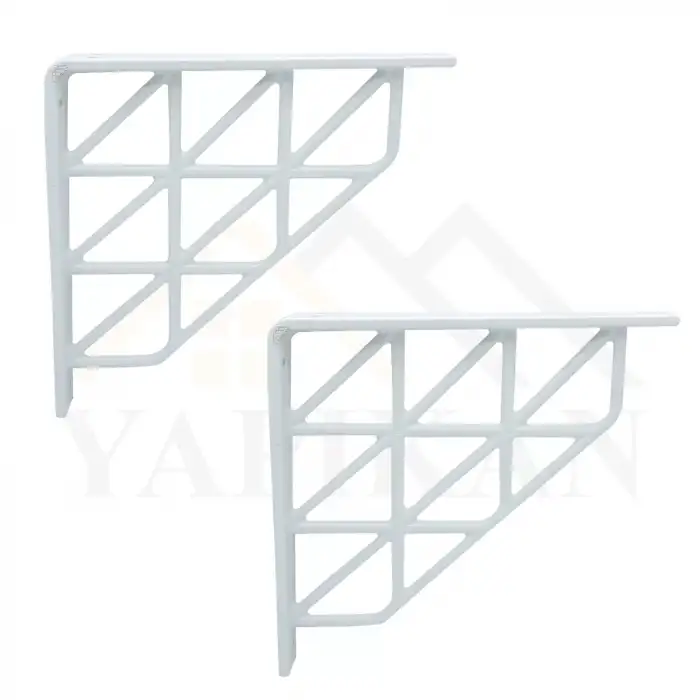 Üçgen Desenli Plastik Beyaz Dekoratif Raf Altı L Ayak 17x18cm - Duvara Raf Tutucu Montaj Askı Aparatı - Mutfak, Banyo, Koridor, Balkon, Çiçeklik Raf Ayağı