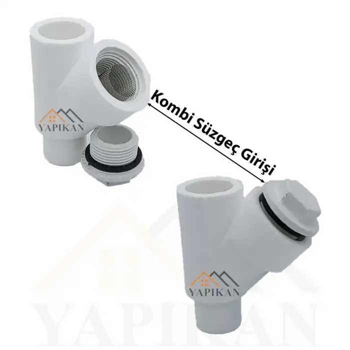 Kısa Tip Kombi Pislik Tutucu Filtresi Soğuk Su Girişi 1/2 Çap - Petek Kombi Bakımı Filtre Süzgeç Tamiri - Kombi Bağlantı Seti Tamir Süzgeci