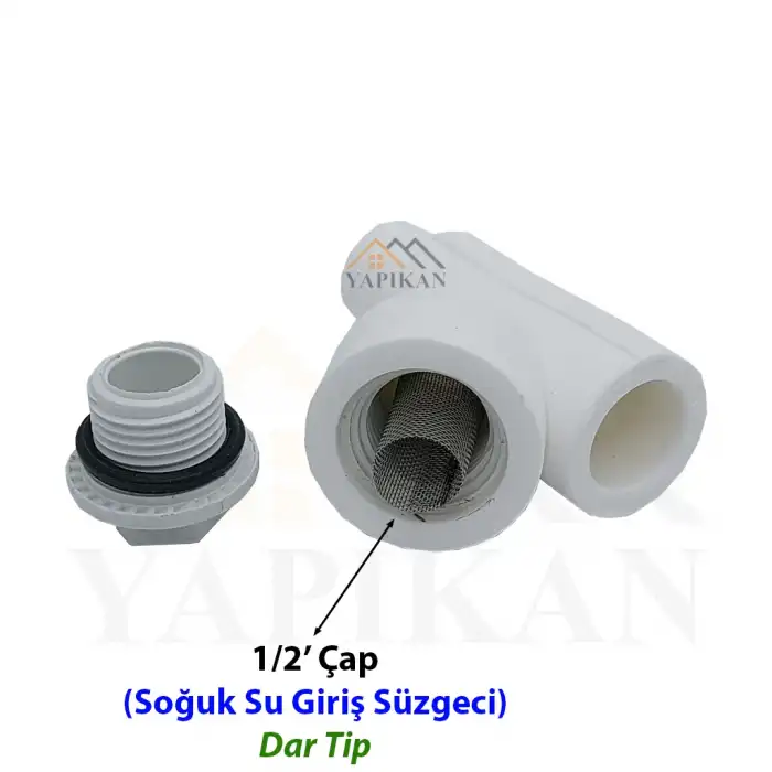 Kısa Tip Kombi Pislik Tutucu Filtresi Soğuk Su Girişi 1/2 Çap - Petek Kombi Bakımı Filtre Süzgeç Tamiri - Kombi Bağlantı Seti Tamir Süzgeci