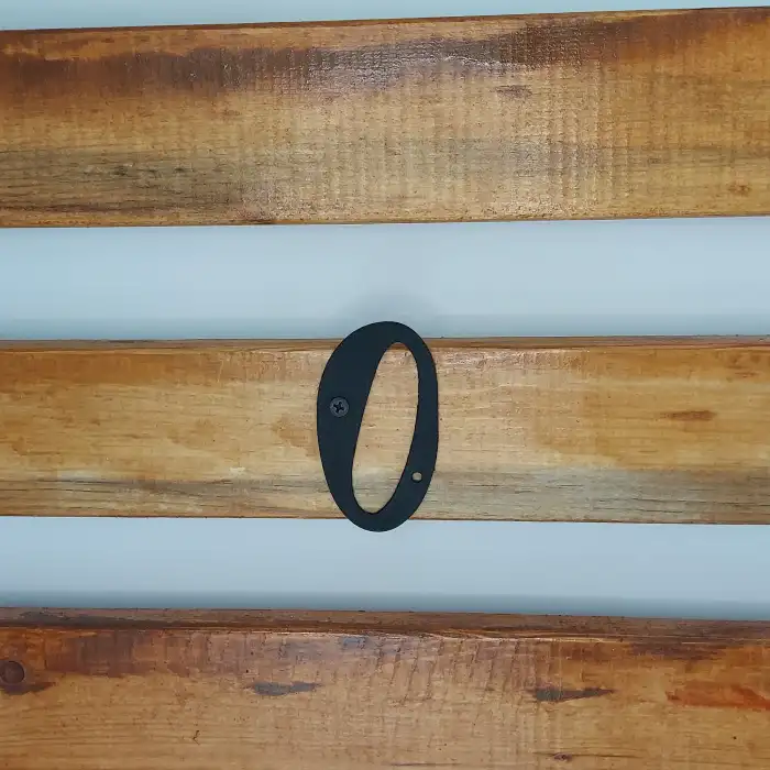 0 Numara - Dekoratif Texture Mat Siyah Ferforje Demir Kapı Numarası 0 No - Bina Kapısı, Ahşap Panjur Kapı, Daire Kapısı, Bahçe Kapısı Metal Vidalı Kapı Numarası