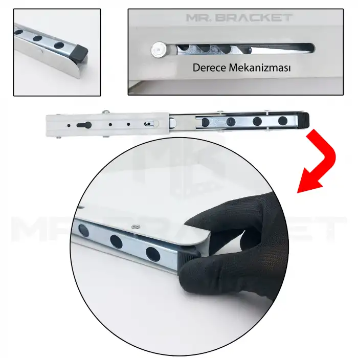 40cm Beyaz 1-Takım - Kademeli Mandallı Katlanabilir Masa Konsolu - Duvara Monte Katlanır L Raf Ayağı