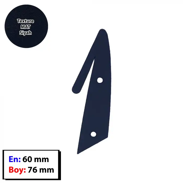 1 Numara - Dekoratif Texture Mat Siyah Ferforje Demir Kapı Numarası 1 No - Bina Kapısı, Ahşap Panjur Kapı, Daire Kapısı, Bahçe Kapısı Metal Vidalı Kapı Numarası