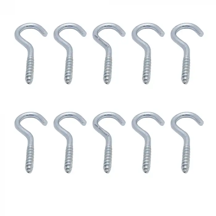 10 ad. Açık Piton Kanca 19x60 - Tavana Duy Avize Asma Kancası Demir - Duvara İp Halat Askı Aparatı