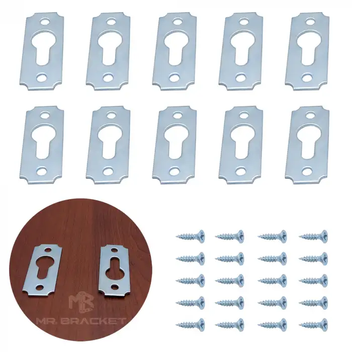 10 ad. Çerçeve Askısı Düz Dar Model - Metal Tablo Askı Aparatı - Vidalı Fotoğraf Resim Asma Kancası