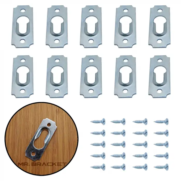 10 ad. Gizli Çerçeve Askısı Bombeli Dar Model - Metal Tablo Askı Aparatı - Vidalı Resim Asma Kancası