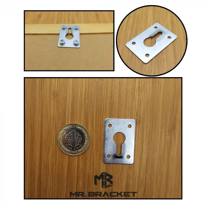 10 ad. Gizli Çerçeve Askısı Büyük - Metal Tablo Askı Aparatı - Vidalı Fotoğraf Resim Asma Kancası