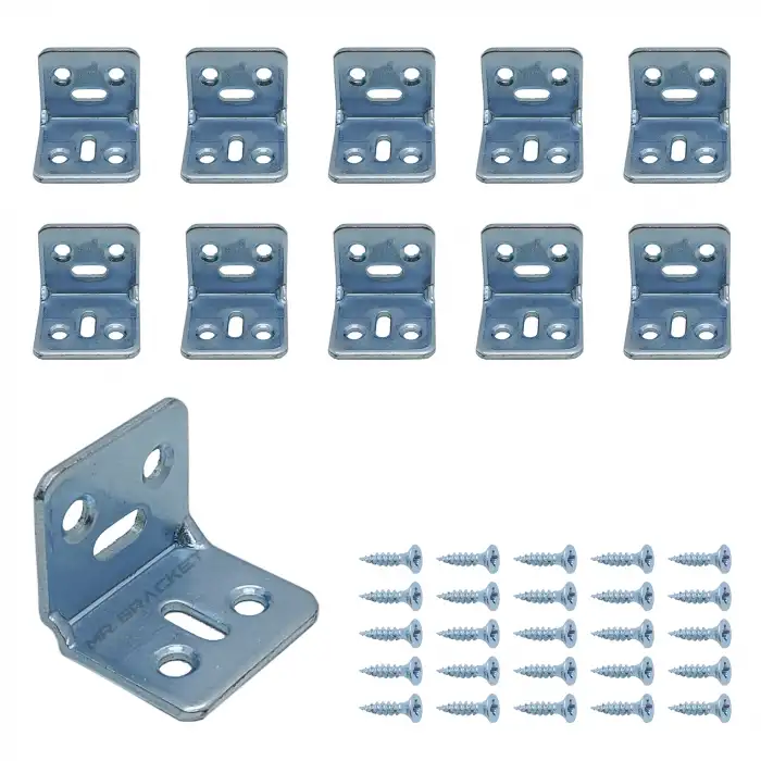 10 ad. L Demir Gönye Köşebent 30x25x25mm - Mobilya Dolap Raf Masa Köşe Bağlantı Birleştirme Aparatı