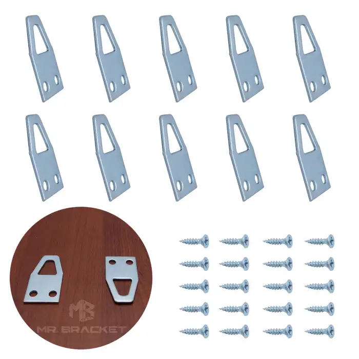 10 ad. Tablo Kancası Düz Model - Metal Çerçeve Askısı Aparatı - Vidalı Fotoğraf Resim Asma Kancası