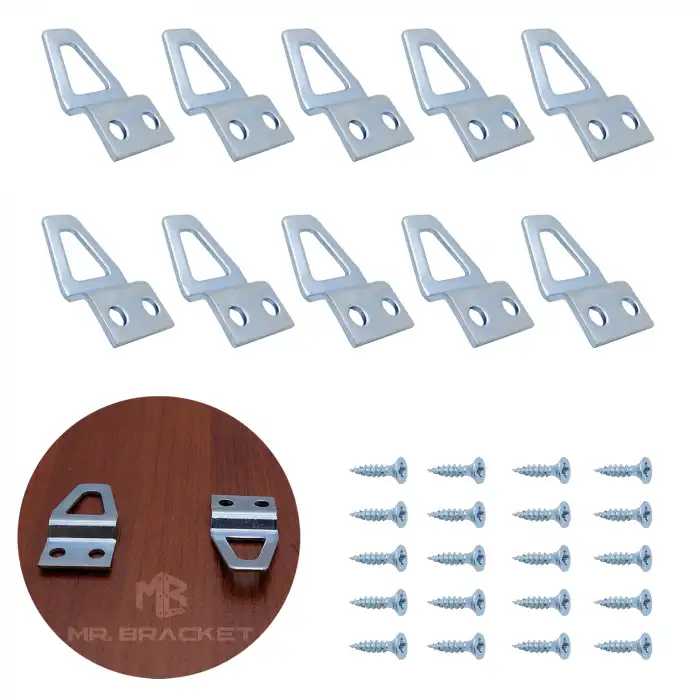 10 ad Tablo Kancası Kıvrık Model - Metal Çerçeve Askısı Aparatı - Vidalı Fotoğraf Resim Asma Kancası