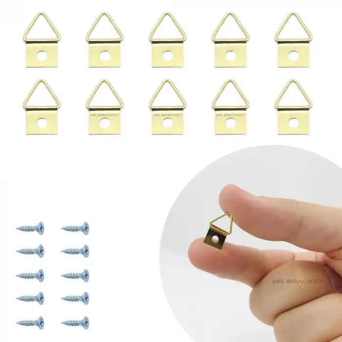 10 ad Üçgen Çerçeve Askısı 1 no - Oynar Başlıklı Metal Tablo Askı Aparatı - Duvar Resim Asma Kancası