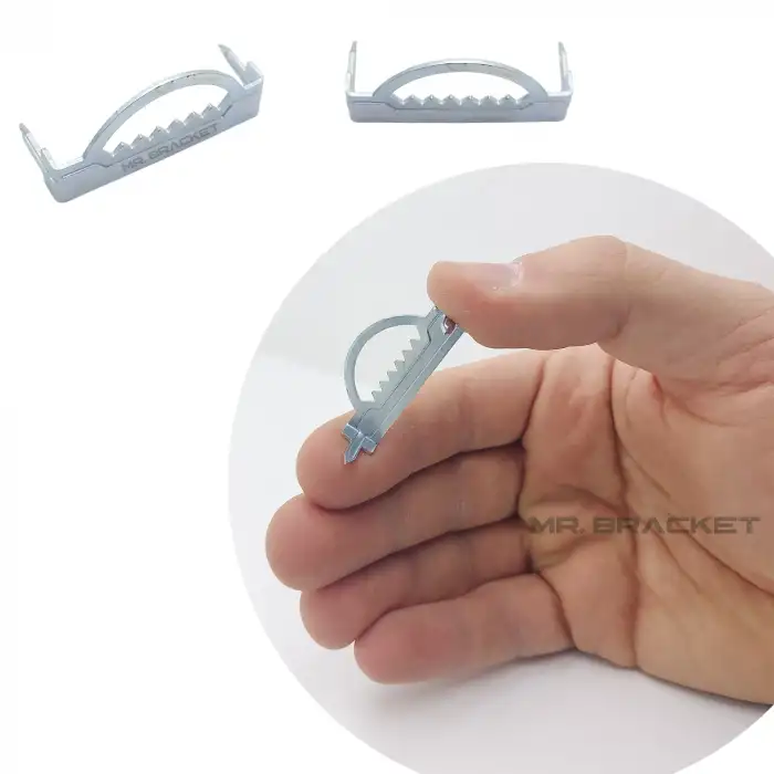 10 adet - D Tip Çivili Timsah Askı - Metal Çerçeve Tablo Askısı Aparatı - Çakmalı Resim Asma Kancası