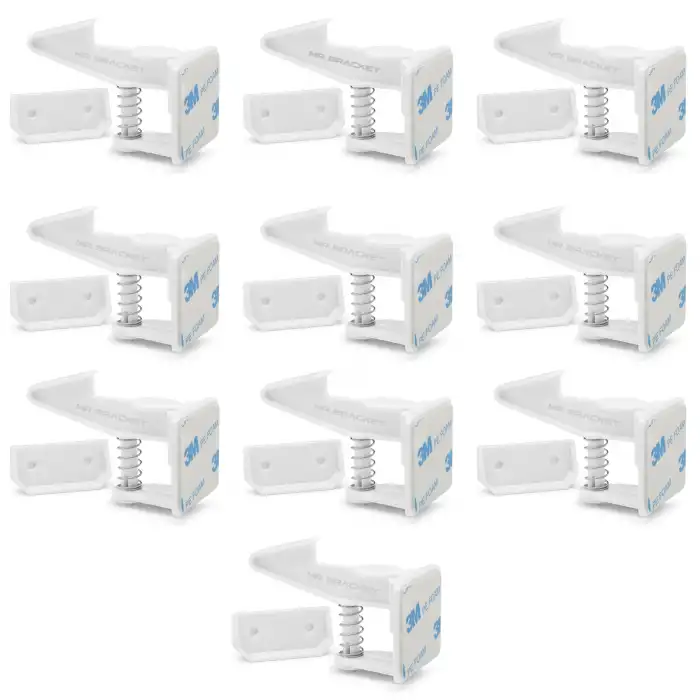 10lu Bebek Çocuk Güvenliği Gizli Dolap Çekmece Kilidi - Geliştirilmiş Versiyon 3M Yapışkanlı Kilit