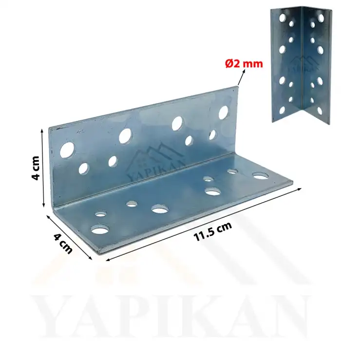 115x40x40 mm - Kanat Gönye L Demir Köşebent - Mobilya Dolap Gardırop Raf Masa Kitaplık Köşe Birleştirme Köşe Bağlantı Aparatı - (Kod_620)