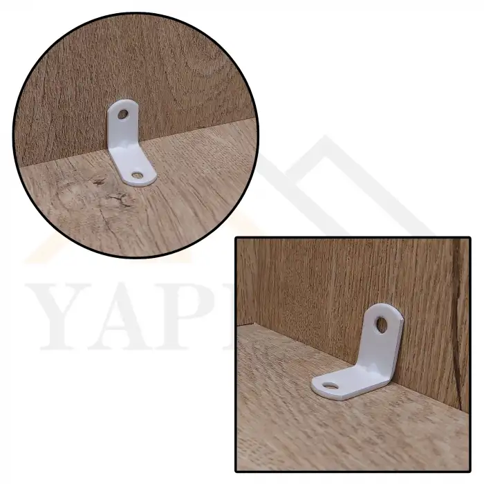 15x25x25mm Yuvarlak Başlı Köşebent Beyaz Renk (federli) - L Demir Gönye Köşe Birleştirme Sabitleme Aparatı