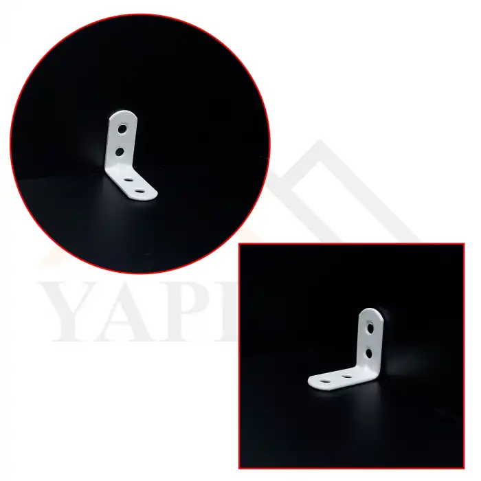 15x35x35mm Yuvarlak Başlı Köşebent Beyaz Renk (federli) - L Demir Gönye Köşe Birleştirme Sabitleme Aparatı