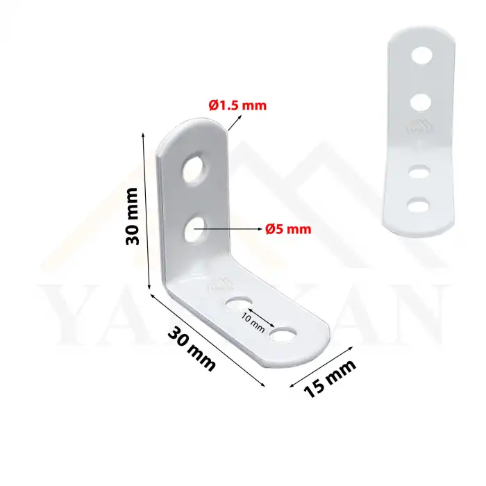 15x35x35mm Yuvarlak Başlı Köşebent Beyaz Renk (federli) - L Demir Gönye Köşe Birleştirme Sabitleme Aparatı