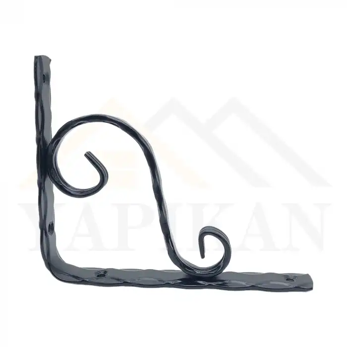 160x190mm - Çelik Ağır Yük Siyah Raf Altı Ayak - Ferforje Raf Demiri Ayağı - Metal Duvar Raf Tutucu Montaj Aparatı