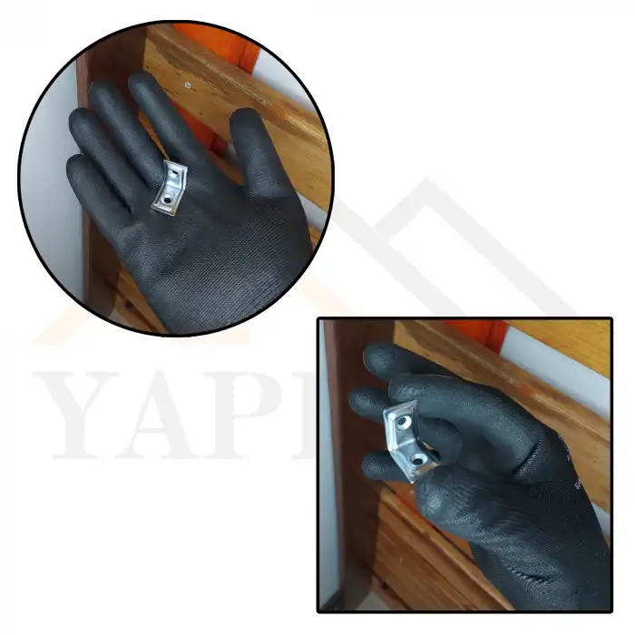 16x20x20mm - L Demir Gönye Köşebent (Kod-594) - Mobilya Dolap Raf Sabitleme Birleştirme Demiri - Köşe Bağlantı Aparatı