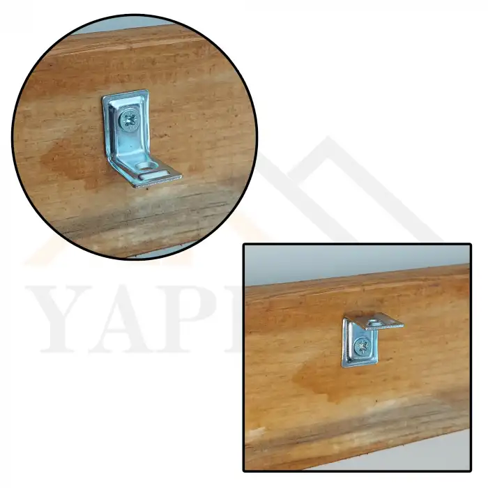 16x20x20mm - L Demir Gönye Köşebent (Kod-594) - Mobilya Dolap Raf Sabitleme Birleştirme Demiri - Köşe Bağlantı Aparatı