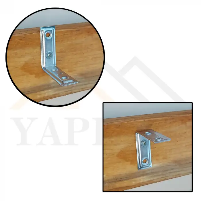16x40x40mm - L Demir Gönye Köşebent (Kod-596) - Mobilya Dolap Raf Sabitleme Birleştirme Demiri - Köşe Bağlantı Aparatı