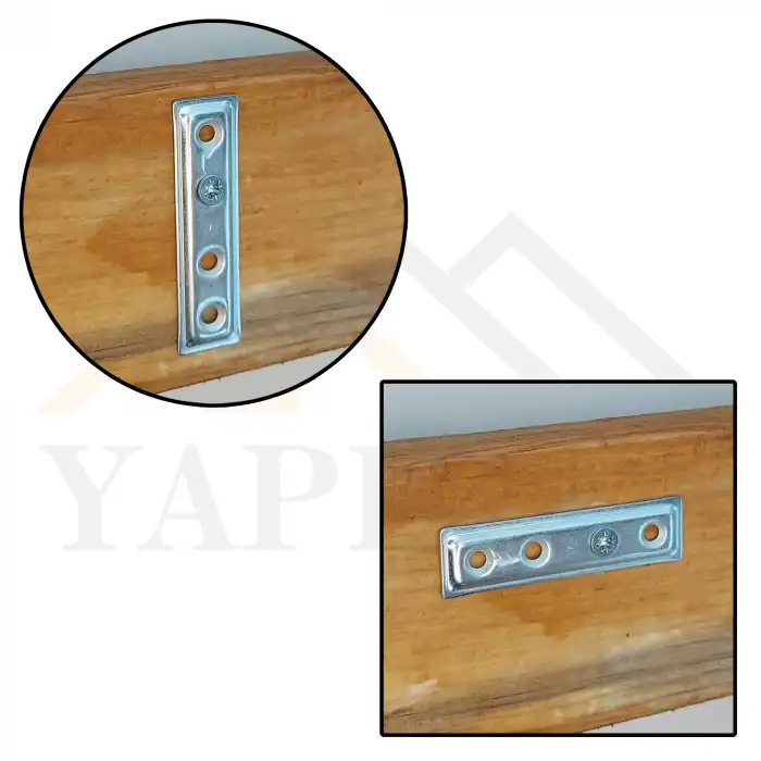 16x60mm - Düz Gönye Köşebent Bağlantı Demiri (Kod-421) - Mobilya Dolap Sabitleme Kenar Köşe Birleştirme Montaj Aparatı