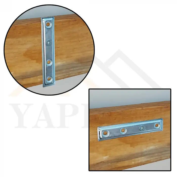 16x80mm - Düz Gönye Köşebent Bağlantı Demiri (Kod-422) - Mobilya Dolap Sabitleme Kenar Köşe Birleştirme Montaj Aparatı