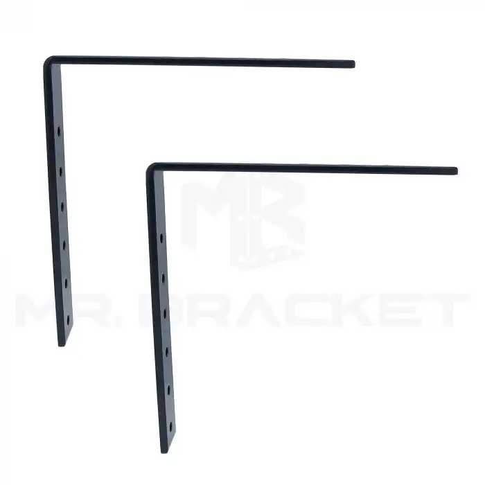 17.5x17.5cm- 2 ad. Ağır Yük Köşebent Çelik Siyah - Metal Raf Altı Ayak Tutucu L Demir Destek Aparatı