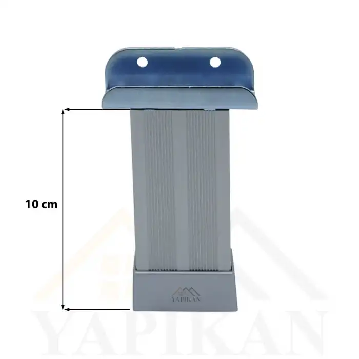 18mm Sunta MDF U Geçme Alüminyum Ayak 10 cm - Yükseklik Ayarlı - Suntaya Geçme Mobilya Dolap Baza Masa Ayağı