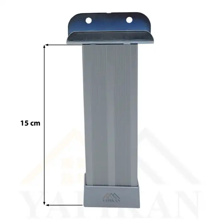 18mm Sunta MDF U Geçme Alüminyum Ayak 15 cm - Yükseklik Ayarlı - Suntaya Geçme Mobilya Dolap Baza Masa Ayağı