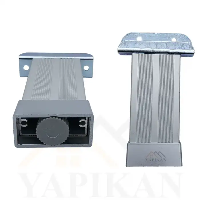 18mm Sunta MDF U Geçme Alüminyum Ayak 15 cm - Yükseklik Ayarlı - Suntaya Geçme Mobilya Dolap Baza Masa Ayağı