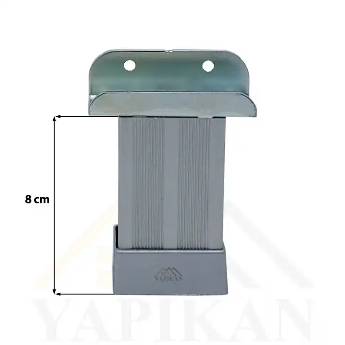 18mm Sunta MDF U Geçme Alüminyum Ayak 8 cm - Yükseklik Ayarlı - Suntaya Geçme Mobilya Dolap Baza Masa Ayağı