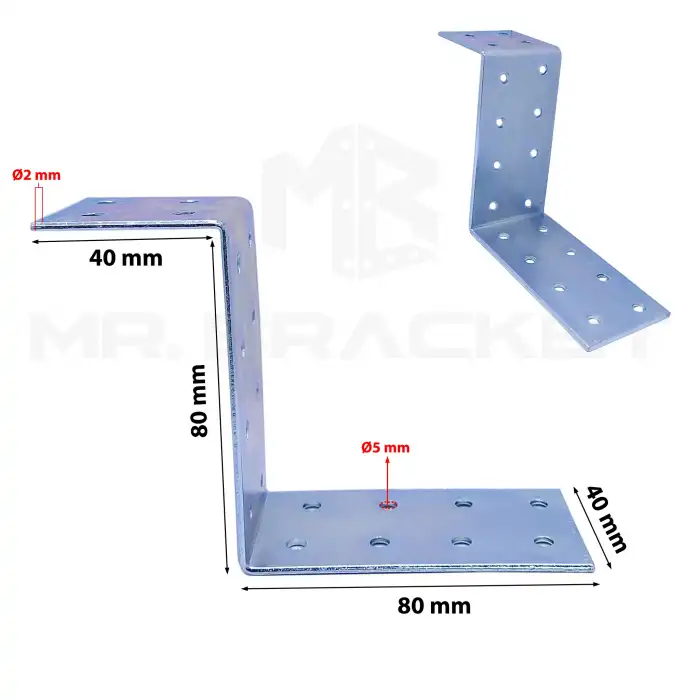2 ad. Ze Gönye Demir Köşebent 40x40x80x80mm - Eşya Asma Kapı Duvar Kancası Destek Askısı Aparatı