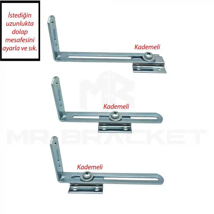 2 ad. Metal Ayarlı Ağır Yük Deprem Dolap Sabitleme Aparatı Seti - Mobilya Gardırop Duvar Sabitleyici