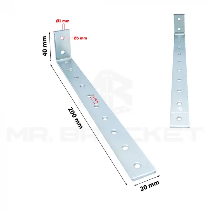 2 ad. Uzun Deprem Mobilya Dolap Sabitleme Aparatı 20x40x200mm - Duvar Eşya Sabitleyici L Demir Gönye