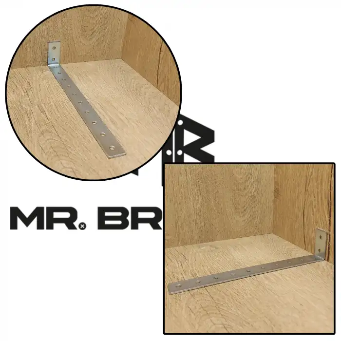 2 ad. Uzun Deprem Mobilya Dolap Sabitleme Aparatı 20x40x200mm - Duvar Eşya Sabitleyici L Demir Gönye