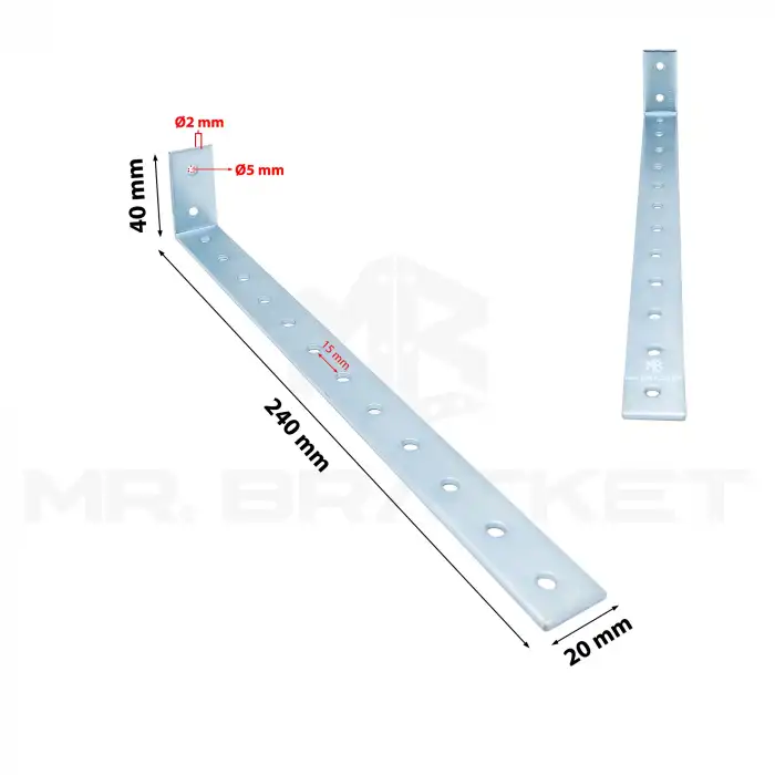 2 ad. Uzun Deprem Mobilya Dolap Sabitleme Aparatı 20x40x240mm - Duvar Eşya Sabitleyici L Demir Gönye