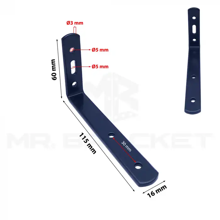 2li Çelik Deprem Dolap Sabitleme Aparatı 6x11.5 cm Siyah - Mobilya Gardırop Sabitleyici L Demir