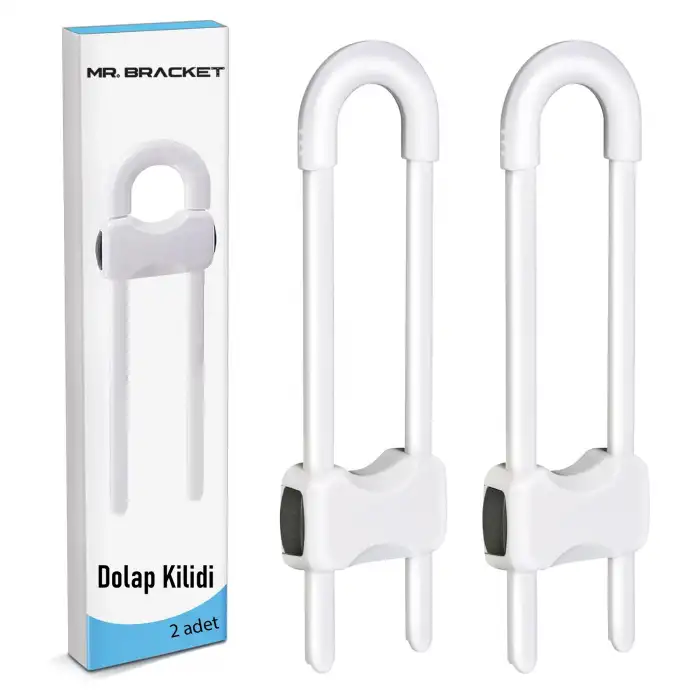 2li Sürgülü Model Çift Kapaklı Kulplu Dolap Kilidi - Bebek Çocuk Deprem Güvenlik Çekmece Kilit
