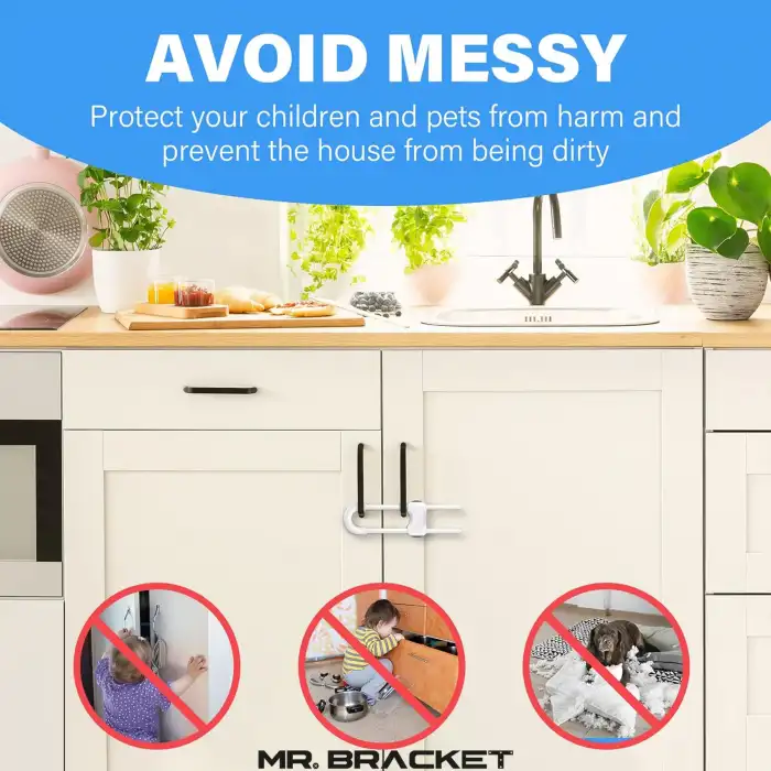 2li Sürgülü Model Çift Kapaklı Kulplu Dolap Kilidi - Bebek Çocuk Deprem Güvenlik Çekmece Kilit