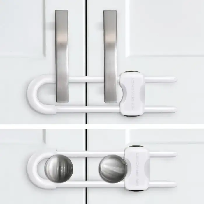 2li Sürgülü Model Çift Kapaklı Kulplu Dolap Kilidi - Bebek Çocuk Deprem Güvenlik Çekmece Kilit