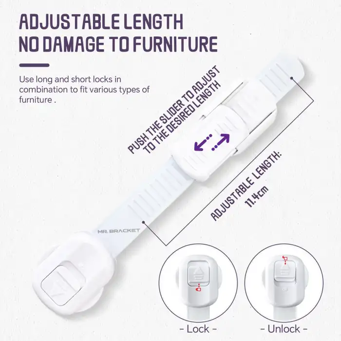 2li Yüksek Güvenlikli Kilitli Ayarlanabilir Bebek Çocuk Buzdolabı Fırın Klozet Dolap Çekmece Kilidi