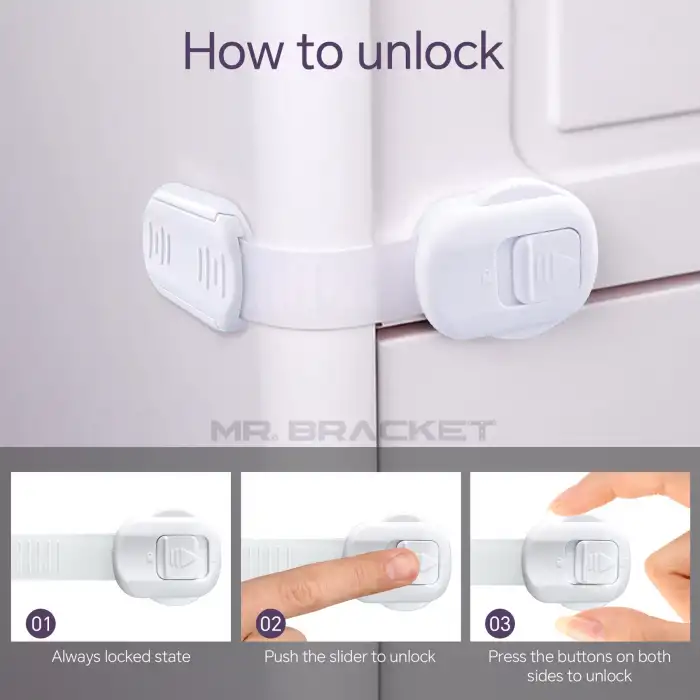 2li Yüksek Güvenlikli Kilitli Ayarlanabilir Bebek Çocuk Buzdolabı Fırın Klozet Dolap Çekmece Kilidi