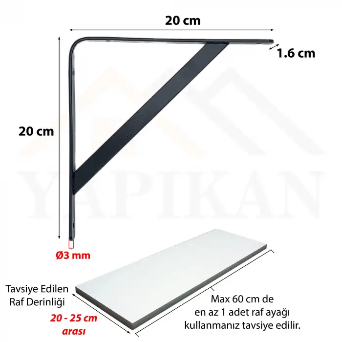 200x200mm - Modern Ağır Yük Beyaz Raf Altı L Ayak - Ferforje Raf Demiri Konsol Ayağı - Metal Duvar Raf Tutucu Montaj Aparatı