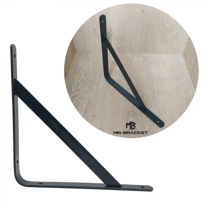 20x20cm - 2 ad. Siyah Modern Raf Altı Ayak - Metal Raf Tutucu L Demir Duvar Montaj Destek Aparatı