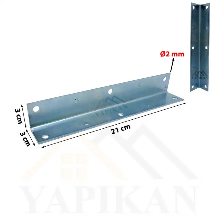 210x30x30 mm - Uzun Kanat Gönye L Demir Köşebent - Mobilya Dolap Gardırop Raf Masa Kitaplık Köşe Birleştirme Köşe Bağlantı Aparatı - (Kod_622)