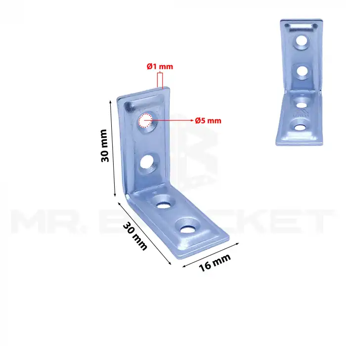 25 Ad. L Demir Gönye Köşebent 16x30x30mm - Mobilya Dolap Sabitleme Köşe Birleştirme Bağlantı Aparatı