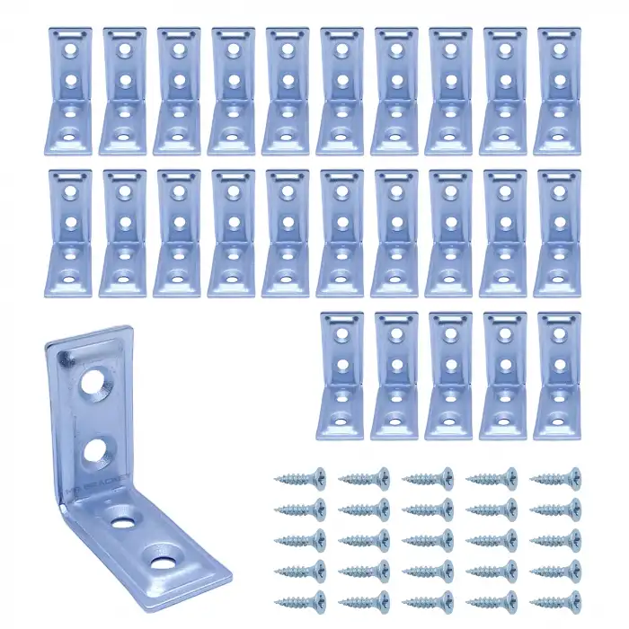 25 Ad. L Demir Gönye Köşebent 16x30x30mm - Mobilya Dolap Sabitleme Köşe Birleştirme Bağlantı Aparatı