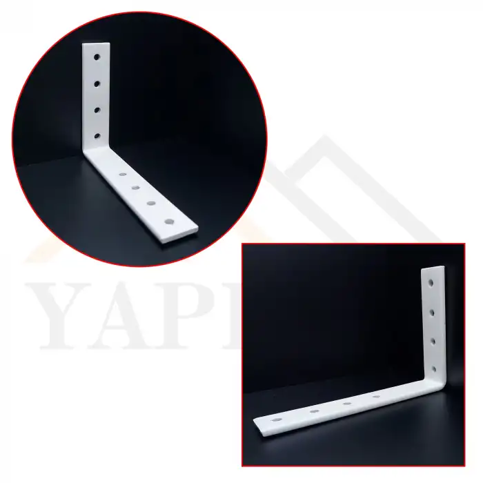 25x100x150mm Ağır Yük Köşebent Beyaz (5mm Kalınlık) - Ağır Yük Raf Destek Aparatı Demiri - Dekoratif Raf Altı L Ayak - Duvara Raf Tutucu Montaj Askı Aparatı